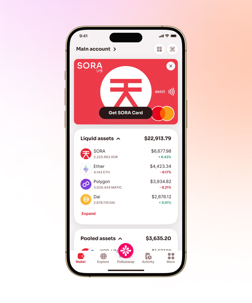 SORA Wallet app with SORA Card